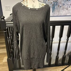 Zoe Womens Top Sweater Shirt‎ Sz Lg Knit Gray